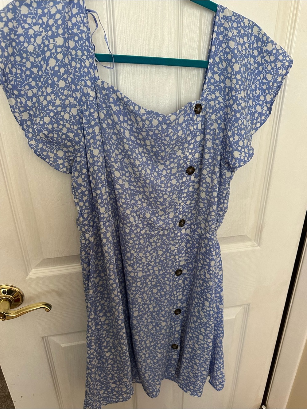 Sienna Sky Blue Floral Button-Front Dress size large